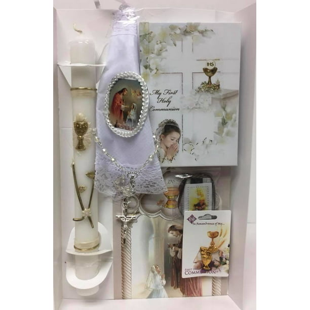 Boy Angel Suncatcher First Communion Gift Set with Holy Card 